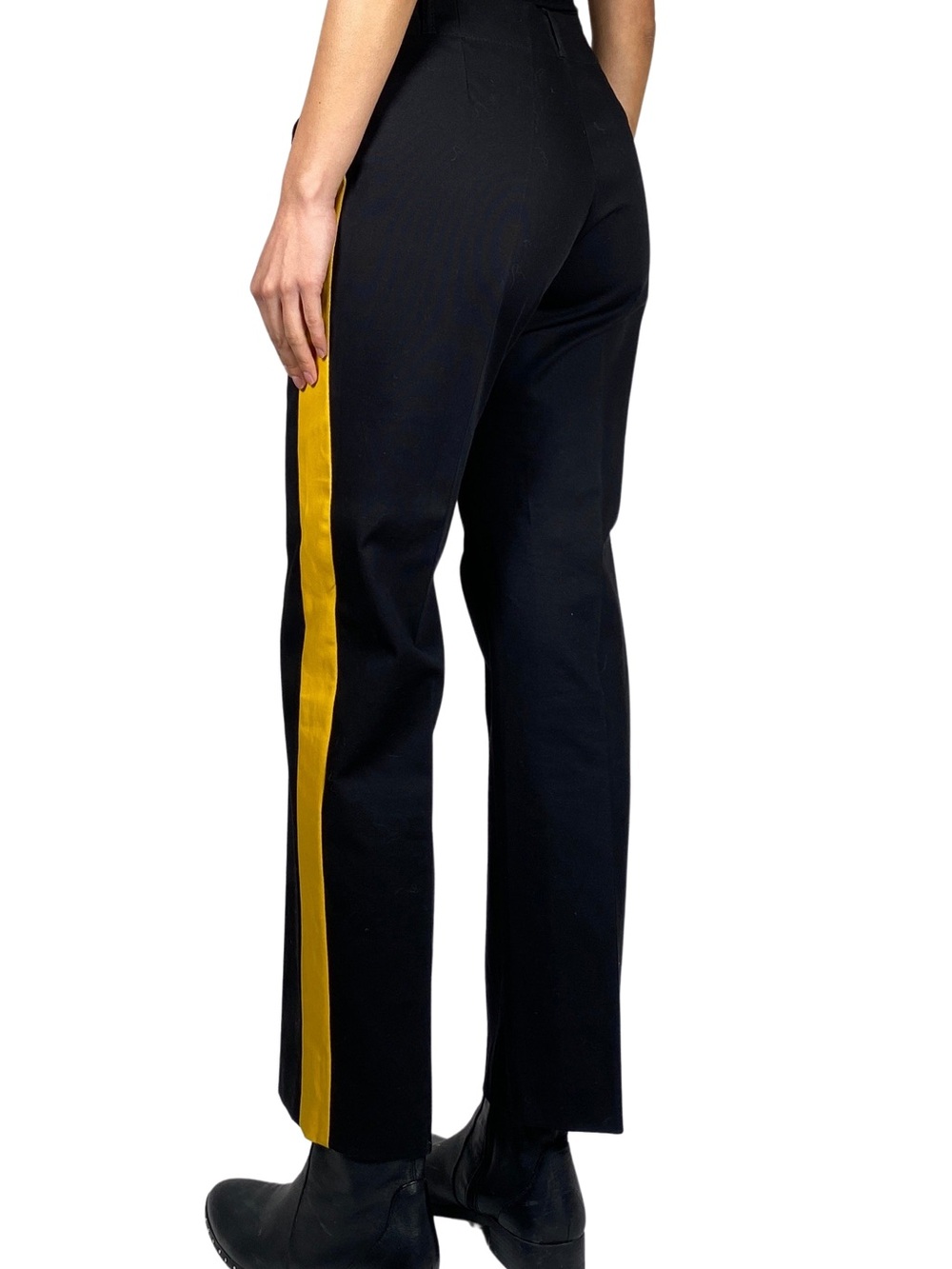 Zara Black Trousers with Yellow Side Stripe
